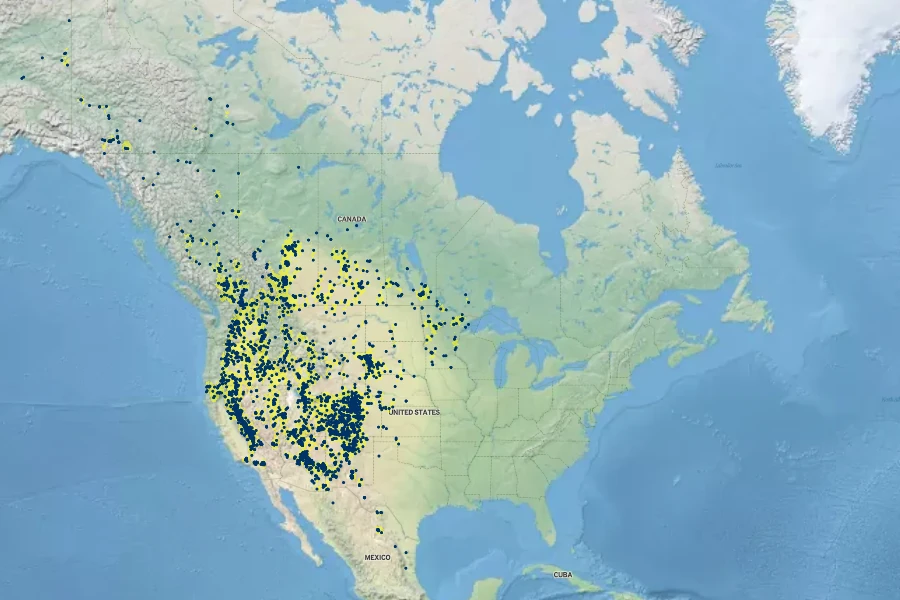 Rosa woodsii Native Range