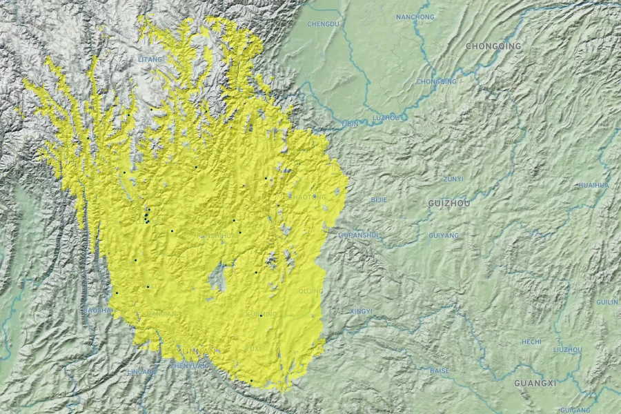 Roscoea cautleyoides Native Range