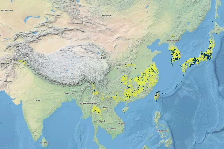 Rotala indica Native Range