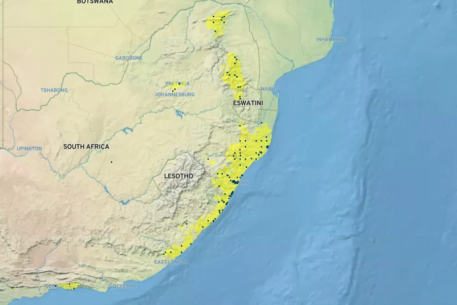 Rothmannia globosa Native Range