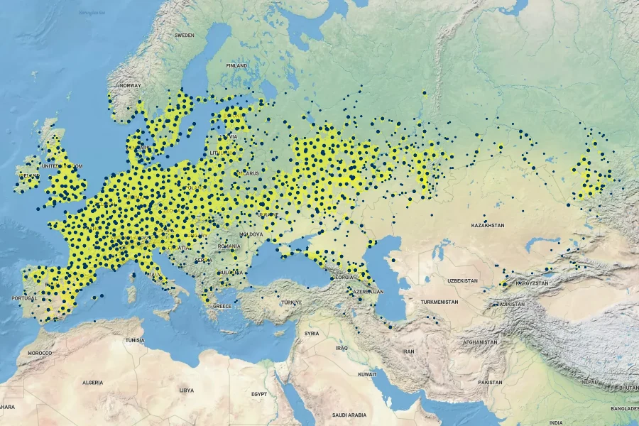 Rubus caesius Native Range