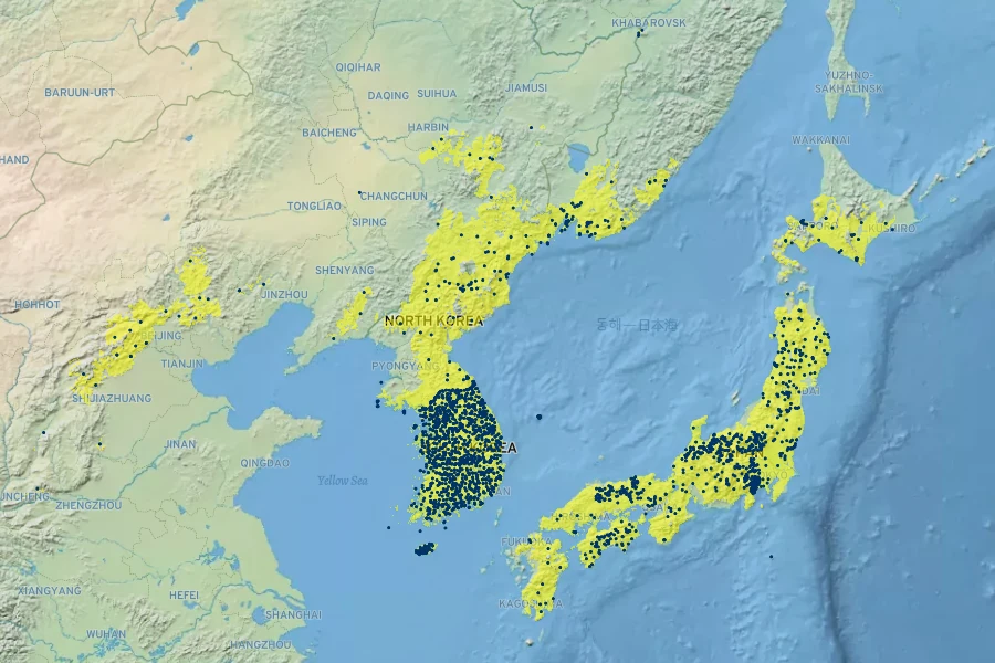 Rubus crataegifolius Native Range