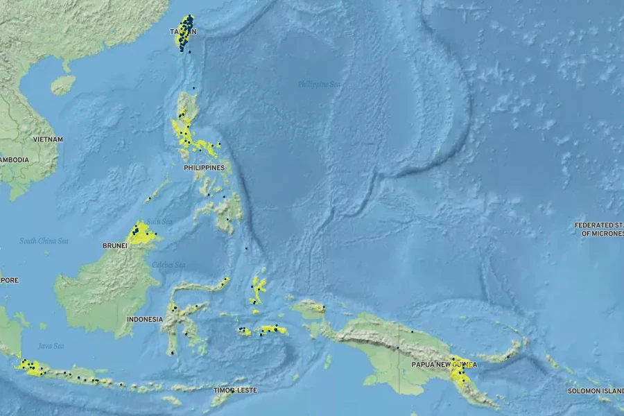 Rubus fraxinifolius Native Range