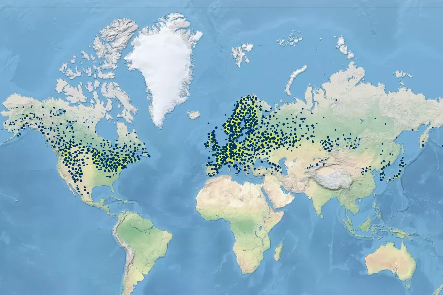 Rubus idaeus Native Range