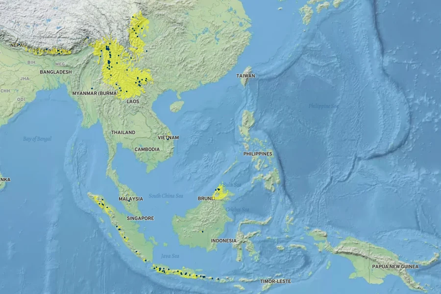 Rubus lineatus Native Range
