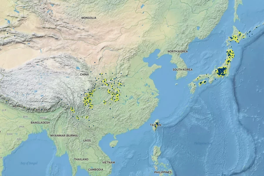 Rubus mesogaeus Native Range