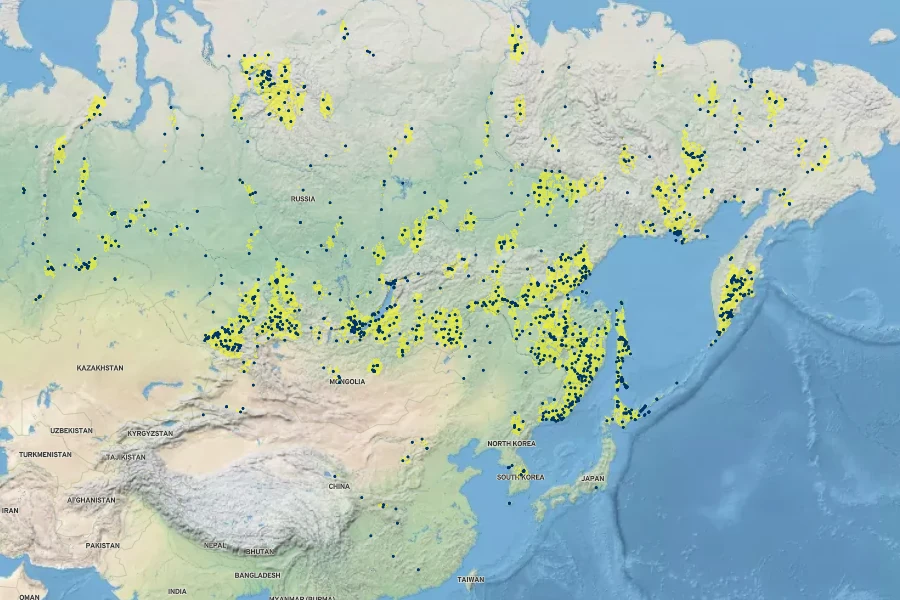 Rubus sachalinensis Native Range