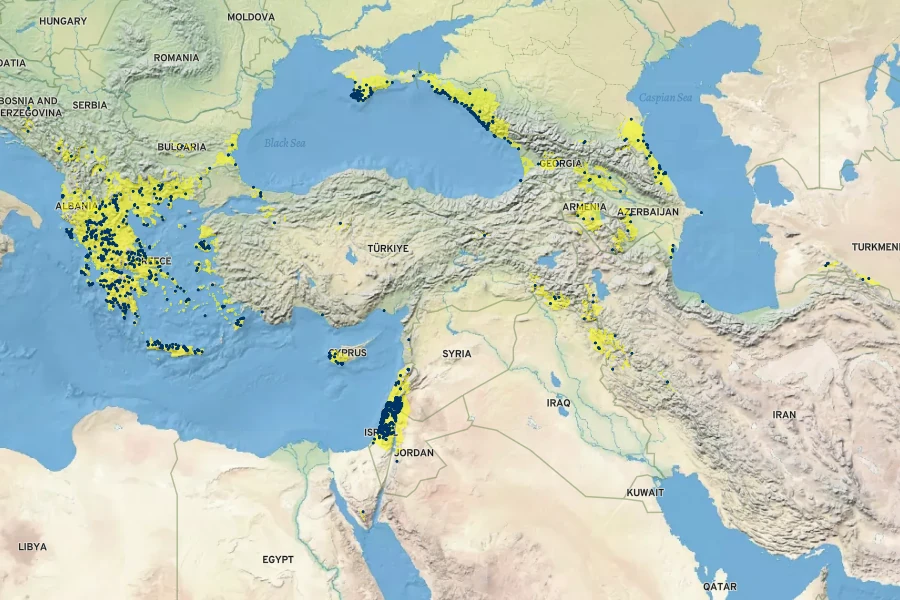 Rubus sanctus Native Range