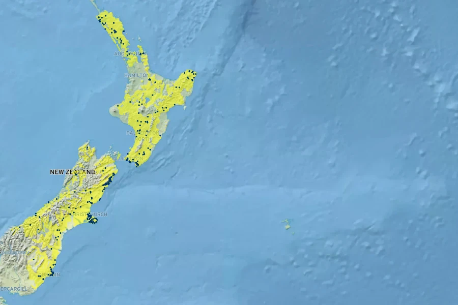 Rubus squarrosus Native Range
