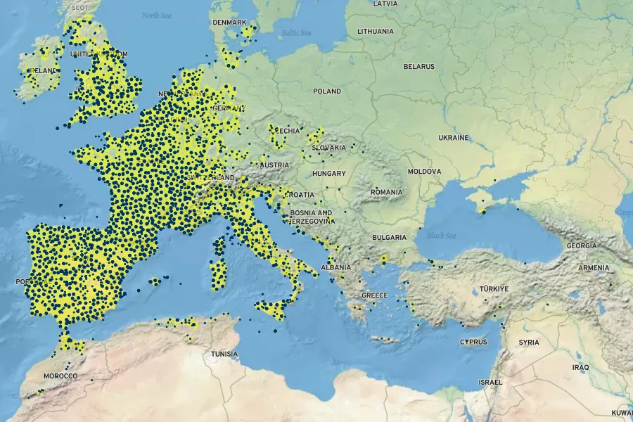 Rubus ulmifolius Native Range