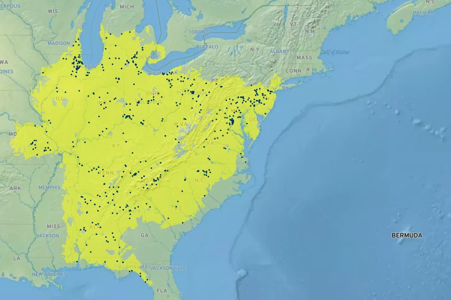 Rudbeckia fulgida Native Range