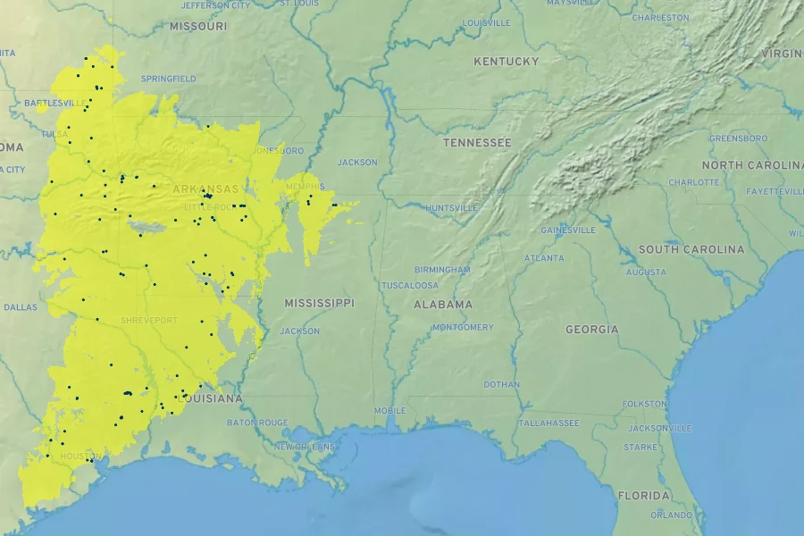Rudbeckia grandiflora Native Range