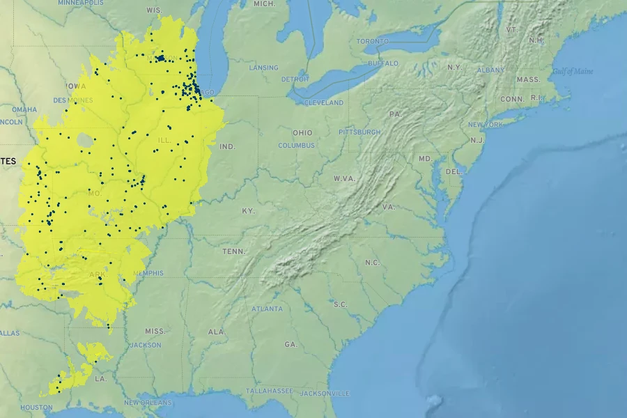 Rudbeckia subtomentosa Native Range