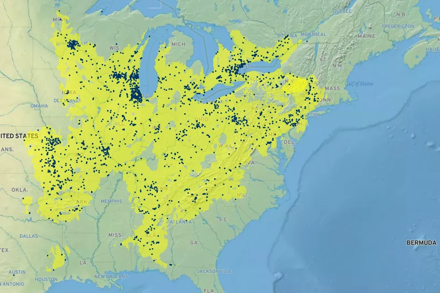 Rudbeckia triloba Native Range