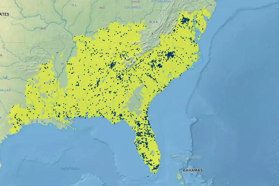Ruellia caroliniensis Native Range