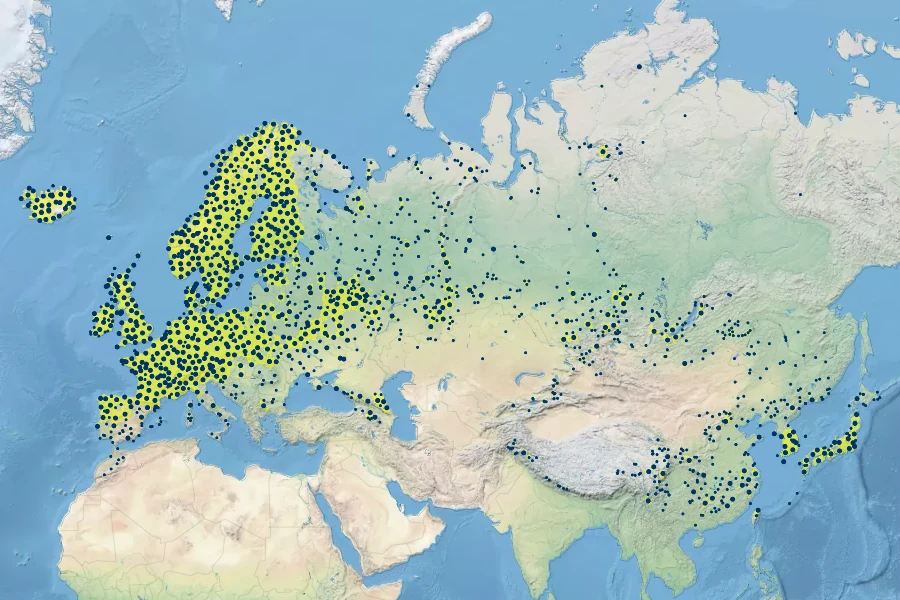 Rumex acetosa Native Range