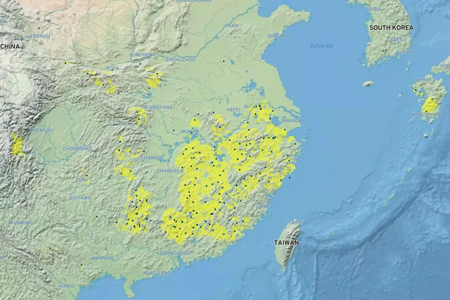 Sabia japonica Native Range