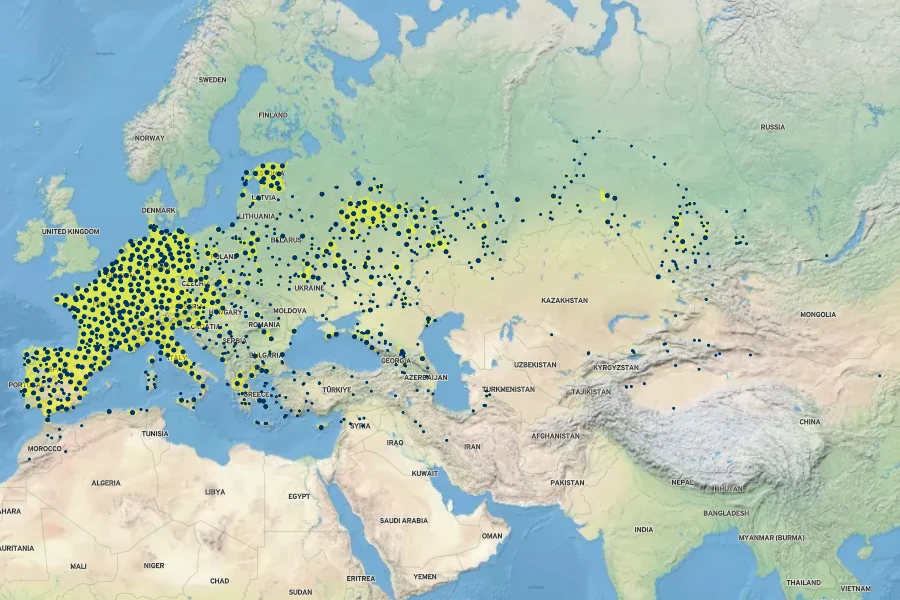 Salix alba Native Range