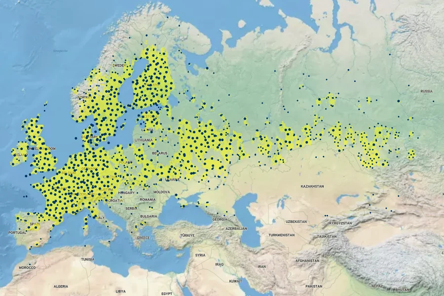 Salix cinerea Native Range