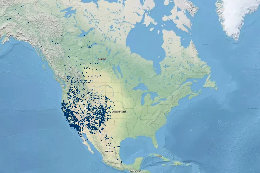 Salix exigua Native Range