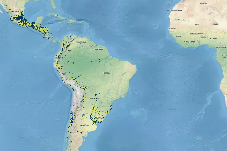 Salix humboldtiana Native Range
