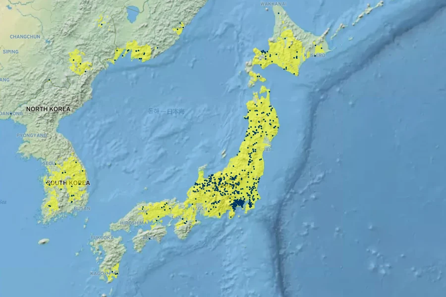 Salix integra Native Range