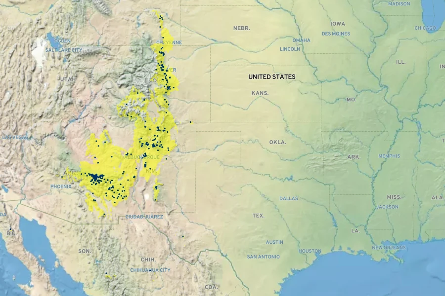 Salix irrorata Native Range