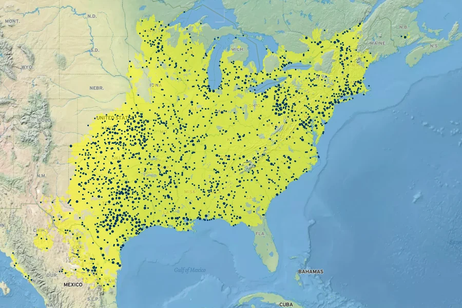 Salix nigra Native Range