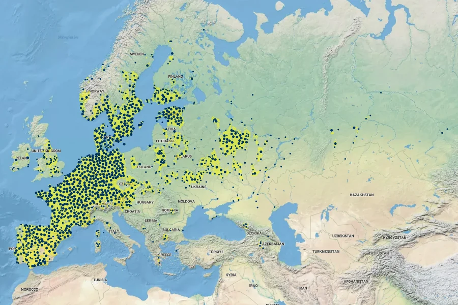 Salix ×fragilis Native Range