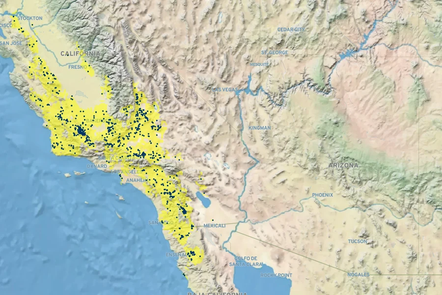 Salvia carduacea Native Range