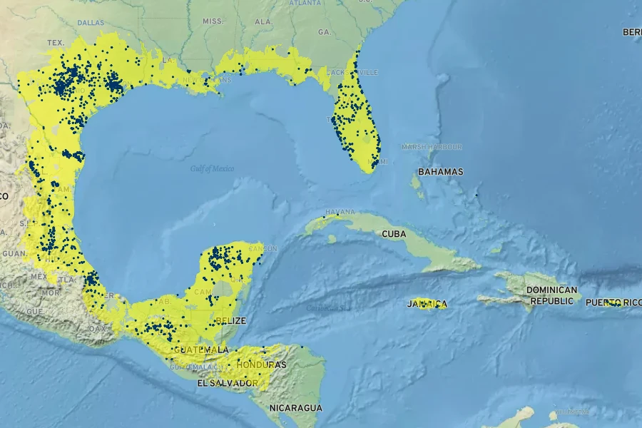Salvia coccinea Native Range