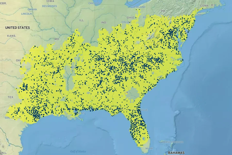 Salvia lyrata Native Range