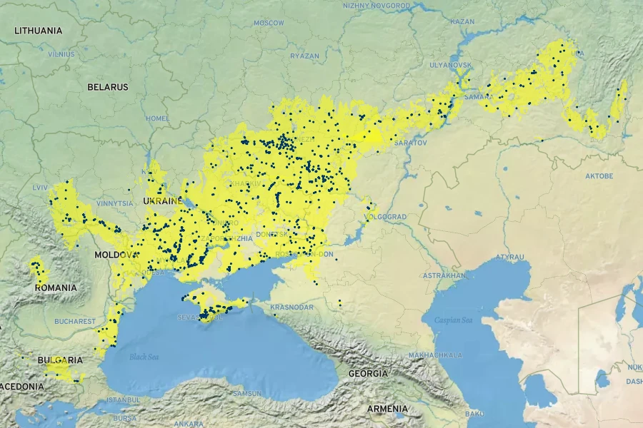 Salvia nutans Native Range