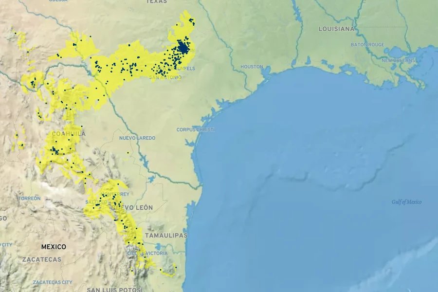 Salvia roemeriana Native Range