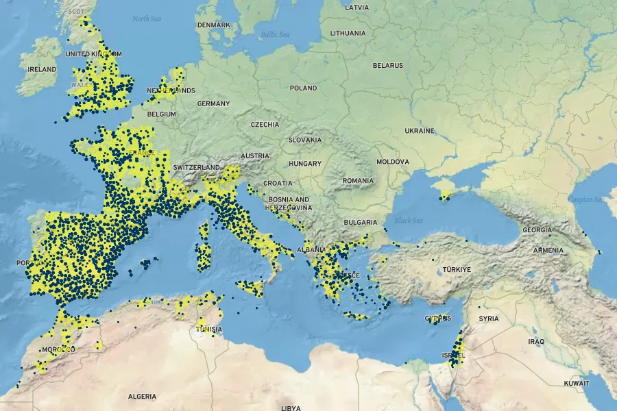 Salvia verbenaca Native Range