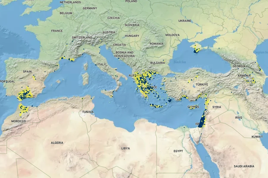Salvia viridis Native Range