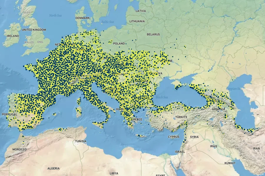 Sambucus ebulus Native Range