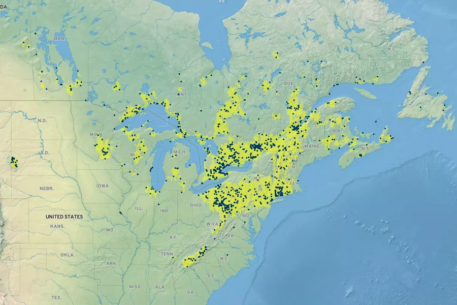 Sambucus pubens Native Range