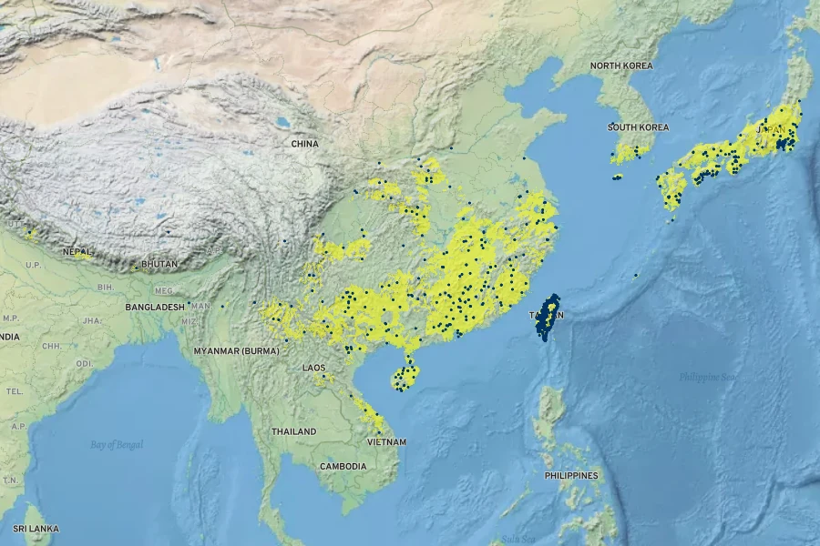 Sapindus mukorossi Native Range