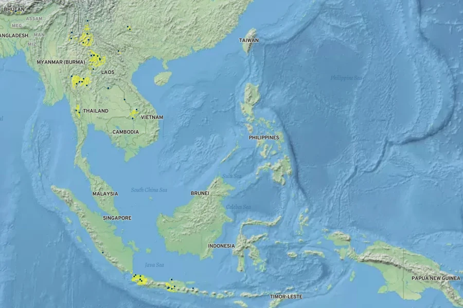 Sapindus rarak Native Range