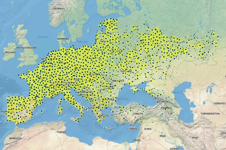 Saponaria officinalis Native Range