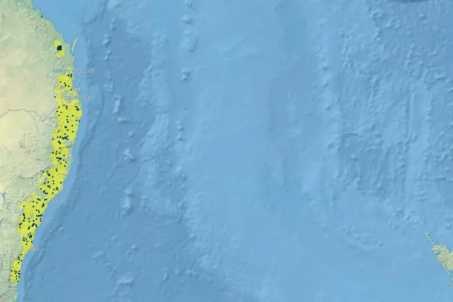 Sarcochilus hillii Native Range