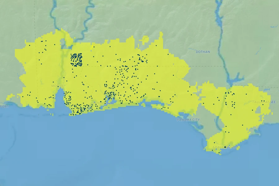 Sarracenia leucophylla Native Range