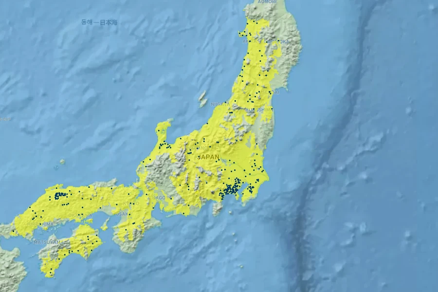 Sasa veitchii Native Range