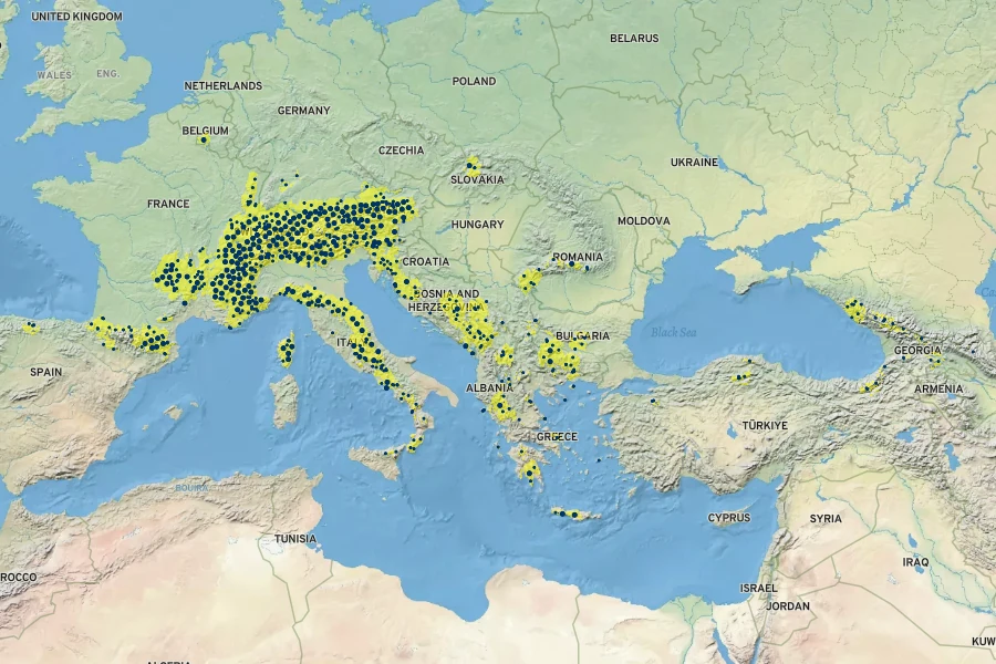 Saxifraga rotundifolia Native Range