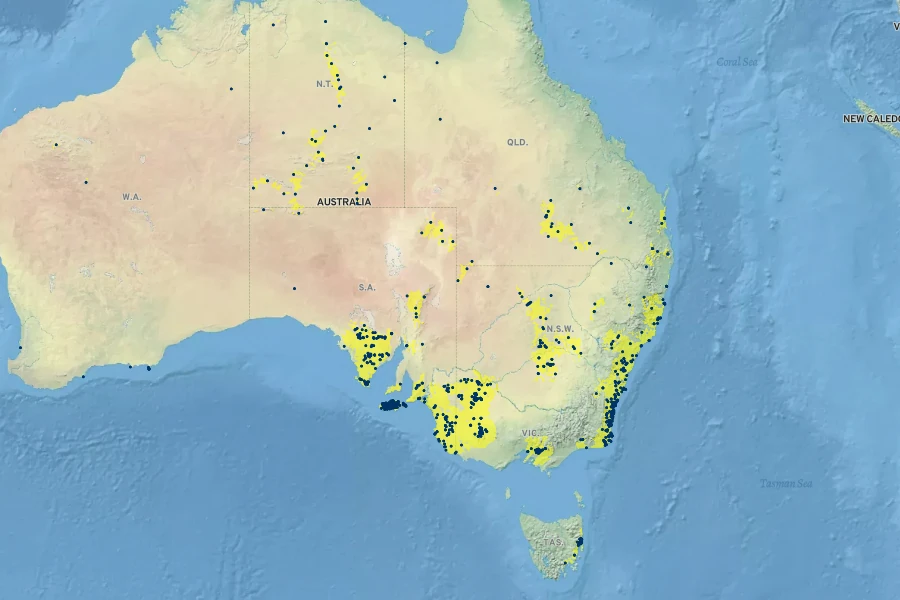 Scaevola aemula Native Range