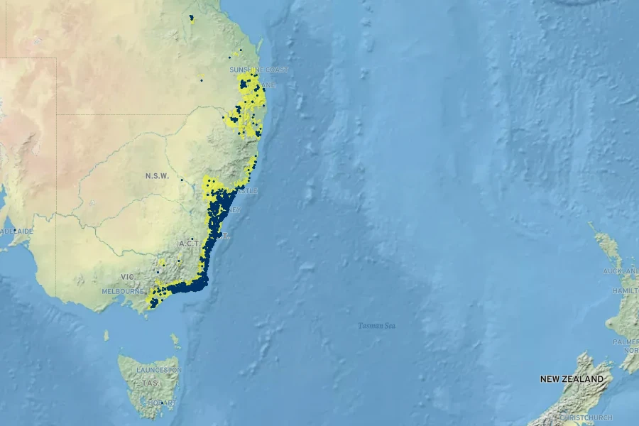 Scaevola ramosissima Native Range