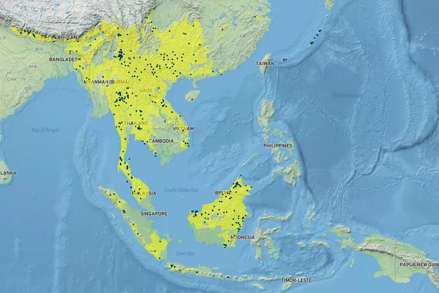 Schima wallichii Native Range