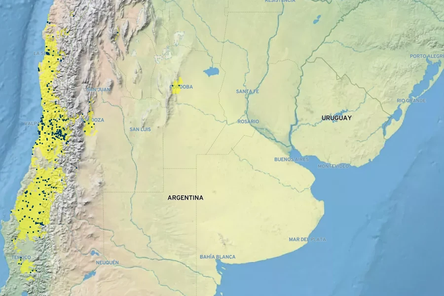 Schinus polygama Native Range