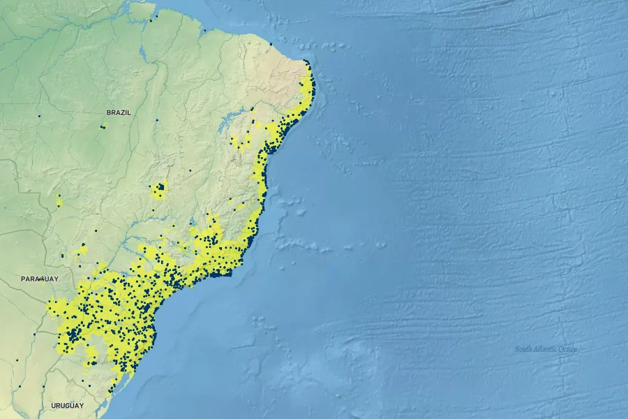 Schinus terebinthifolia Native Range